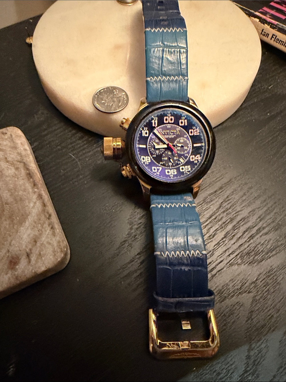 Invicta Men’s Blue Strap Chronograph with Gold Accents